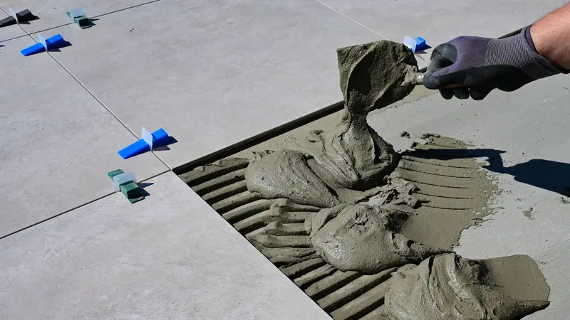 Laying tiles with mortar